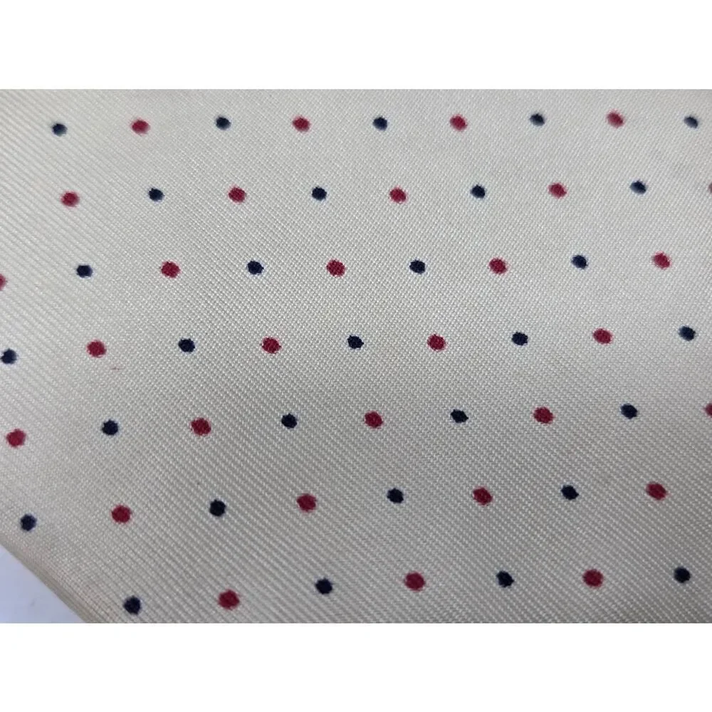 LIBERTY OF LONDON SILK TIE CREAM RED BLUE POLKA DOT SMOOTH 3.5